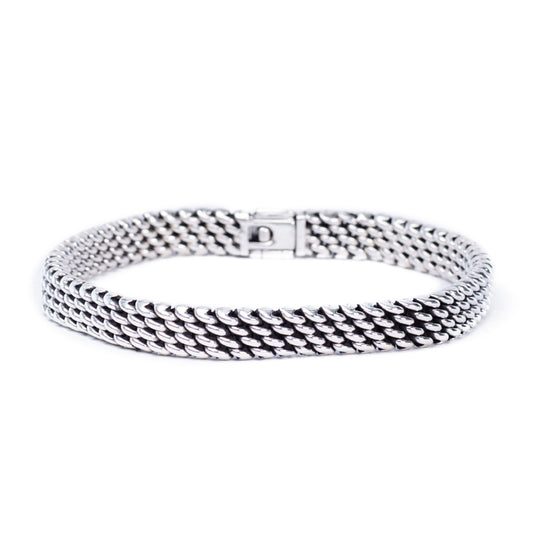 Plata – Pulsera Plana Punteada