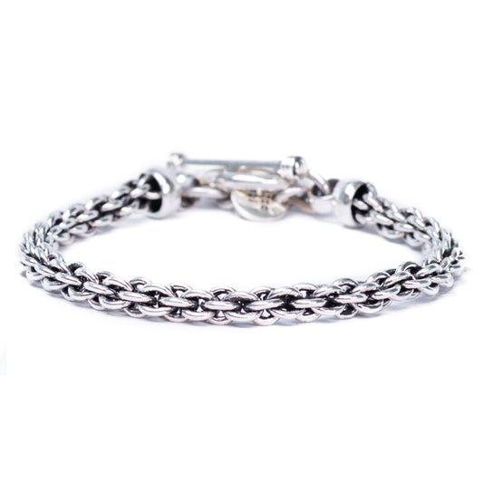 Plata – Pulsera tejido Eslabón Redondo