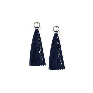 Tassel Earrings - Navy Blue