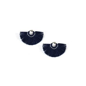 Fan Earrings - Navy Blue
